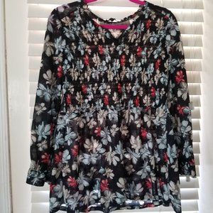 Lane Bryant 14/16 baby doll Floral Chiffon Blouse